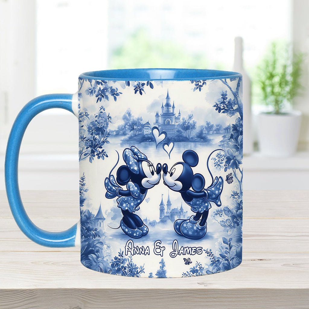 Classic Blue & White Ceramic Mouse Couple - Personalized Mouse Accent Mug