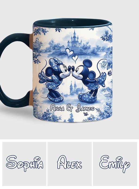 Classic Blue & White Ceramic Mouse Couple - Personalized Mouse Accent Mug