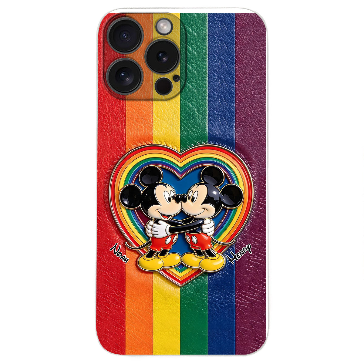 LGBT Cartoon Mouse, Pride Month - Personalized LGBT Support 3D Embossed Leather Phone Case