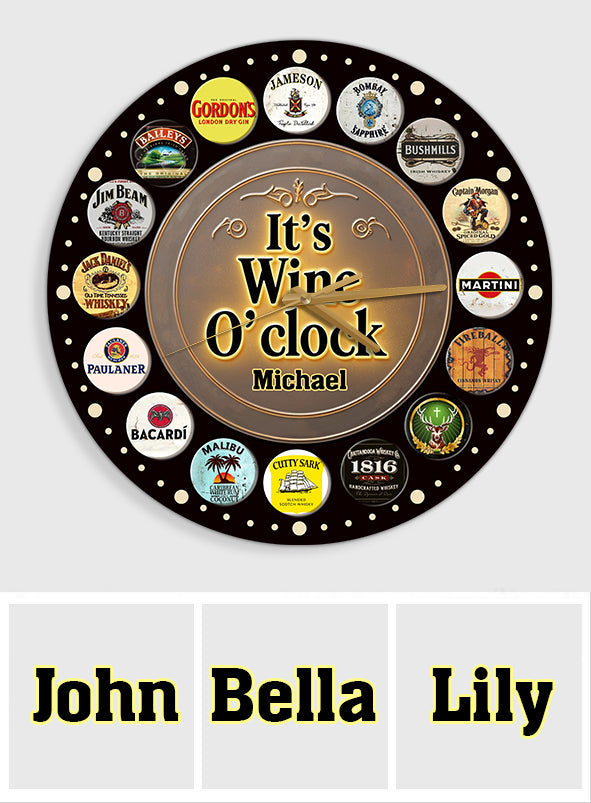 It's Wine O'clock - Personalized Wine Wall Clock
