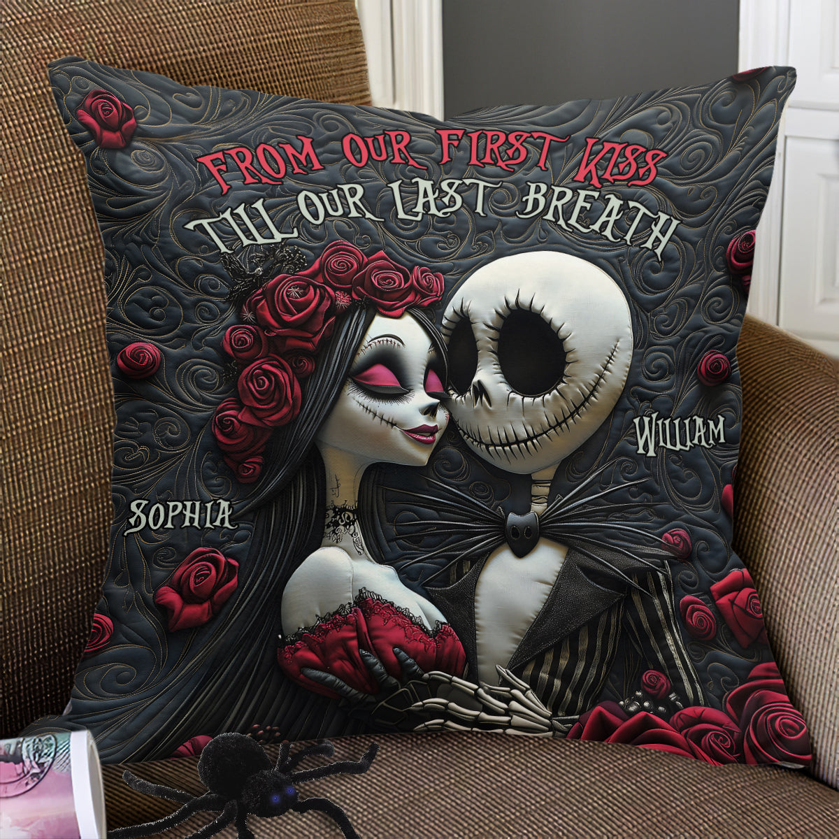 From Our First Kiss Till Our Last Breath - Personalized Nightmare Throw Pillow