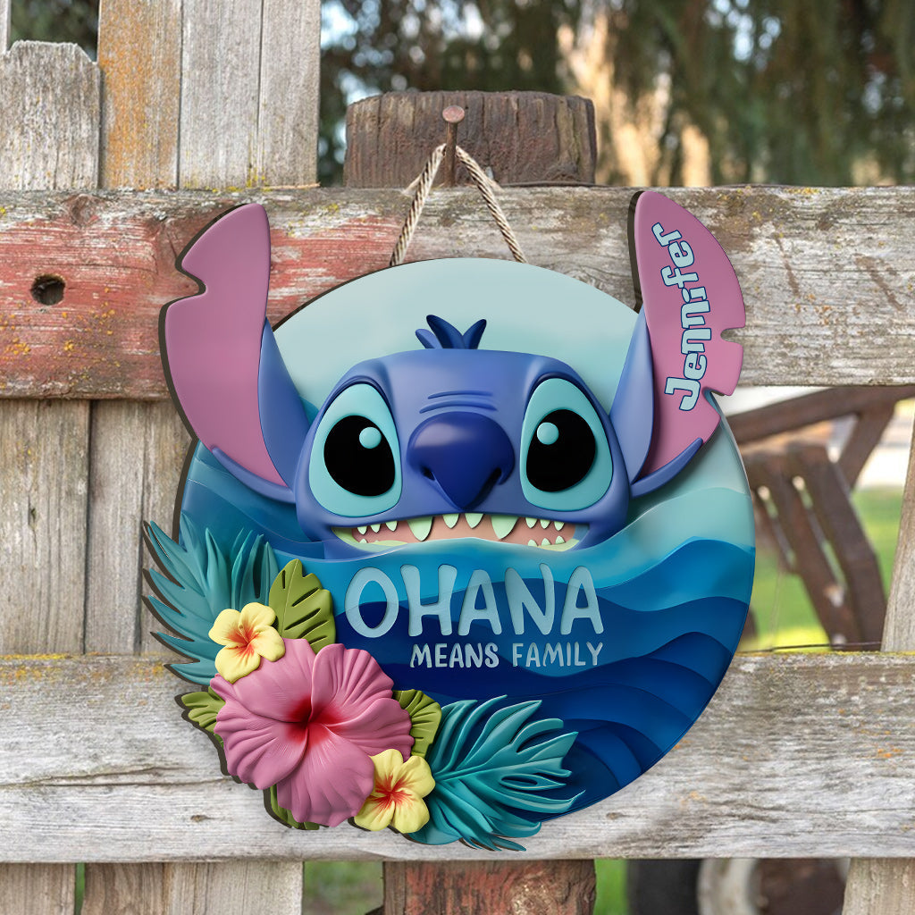 Ohana Means Family - Personalized Ohana Custom Shaped Wood Sign
