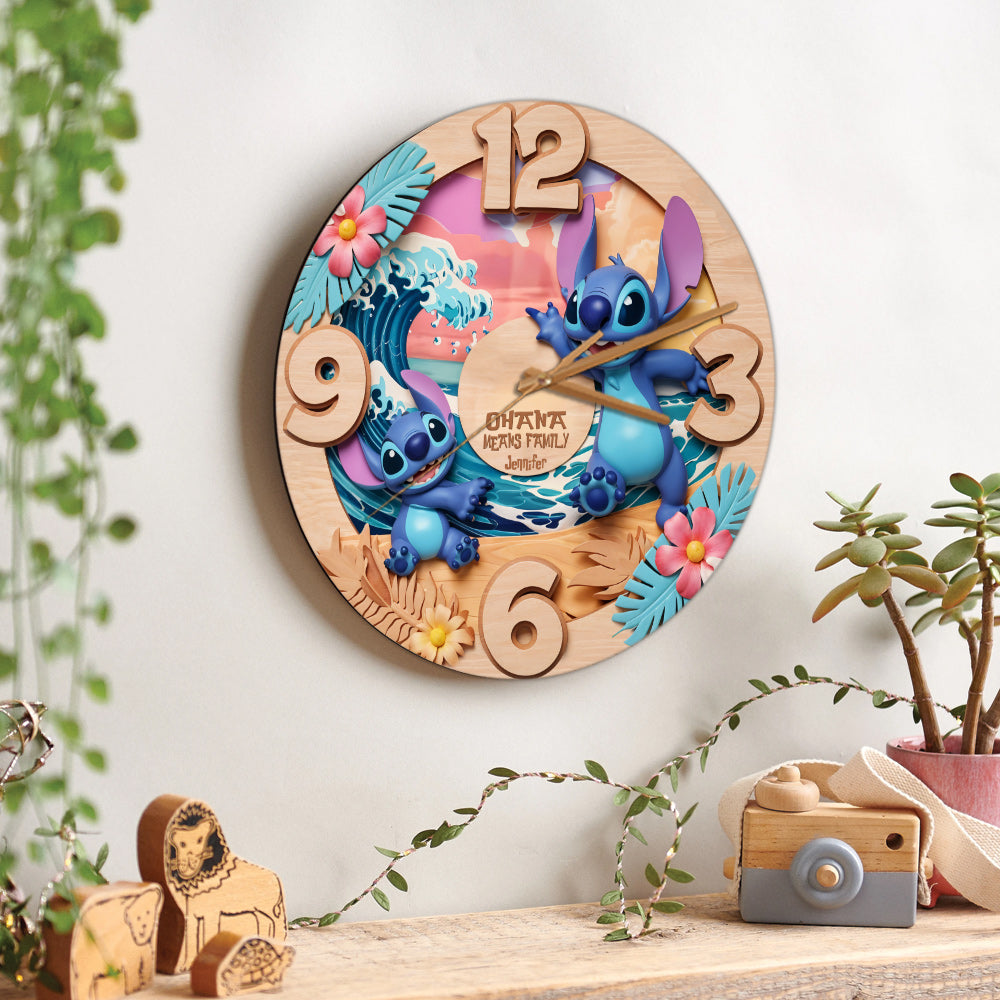 Ohana Means Family - Personalized Ohana Wall Clock
