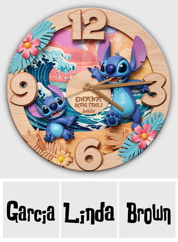 Ohana Means Family - Personalized Ohana Wall Clock