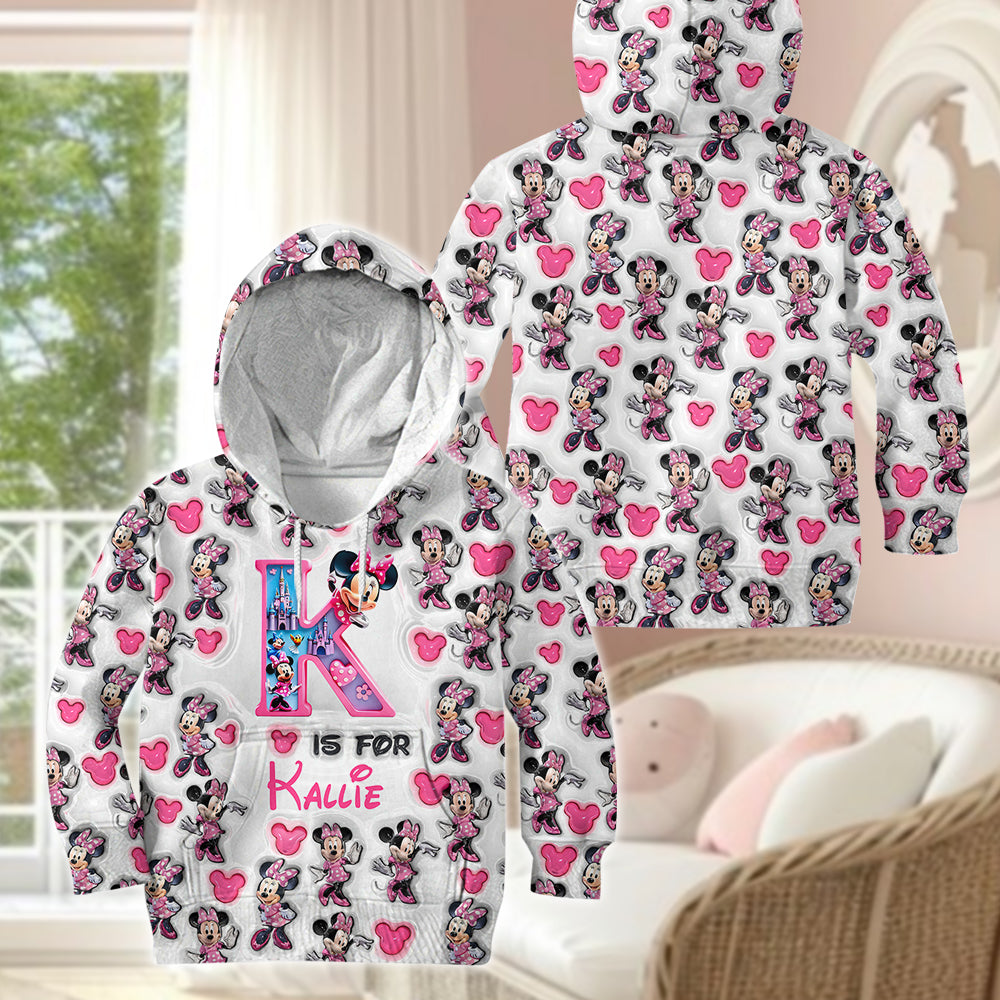 Cute Mouse Alphabet Letter - Personalized Mouse Kid Hoodie & Flare Leggings Set
