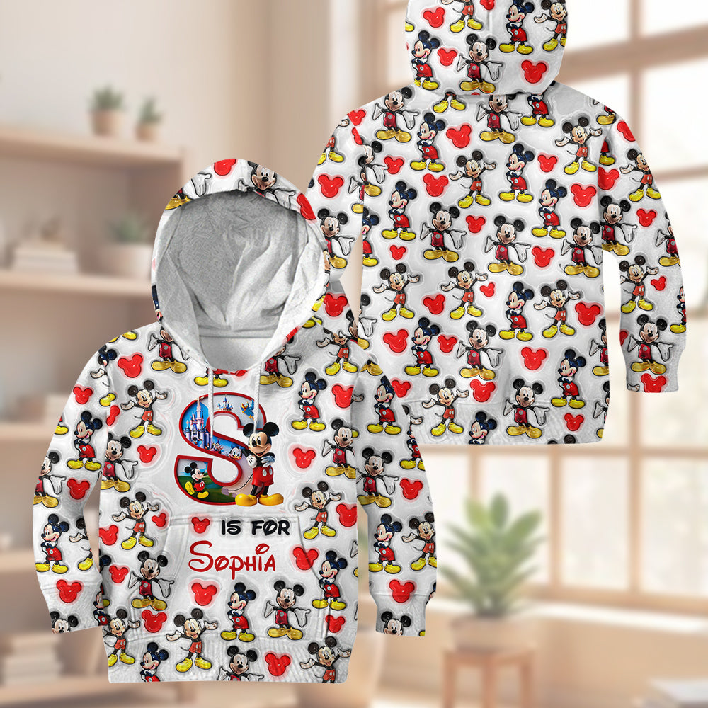 Cute Mouse Alphabet Letter - Personalized Mouse Kid Hoodie & Flare Leggings Set