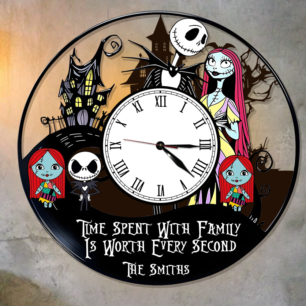 Time Spent With Family Is Worth - Personalized Nightmare LED Light Wall Clock