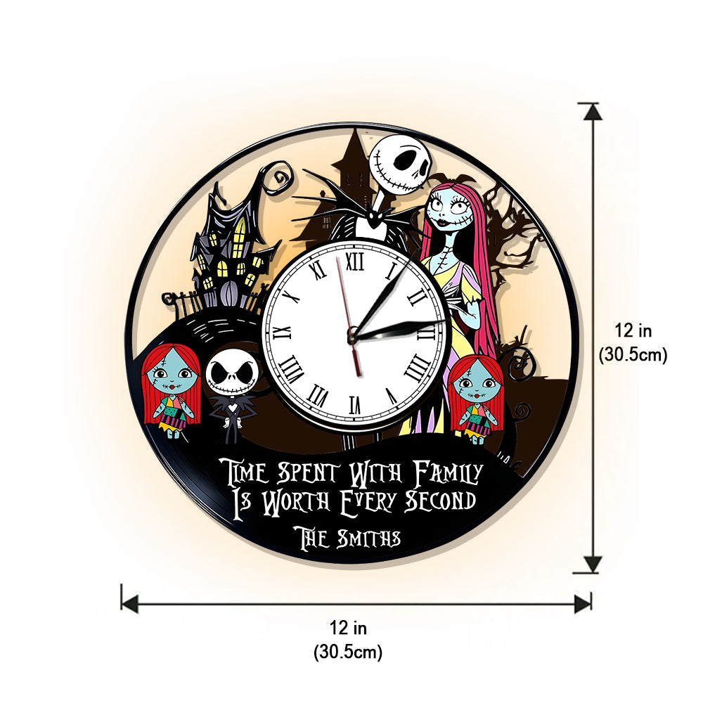 Time Spent With Family Is Worth - Personalized Nightmare LED Light Wall Clock