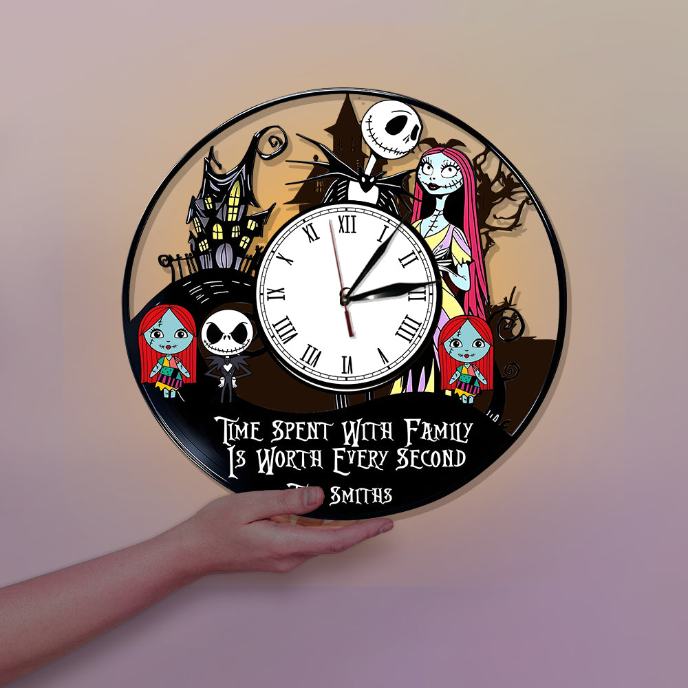 Time Spent With Family Is Worth - Personalized Nightmare LED Light Wall Clock