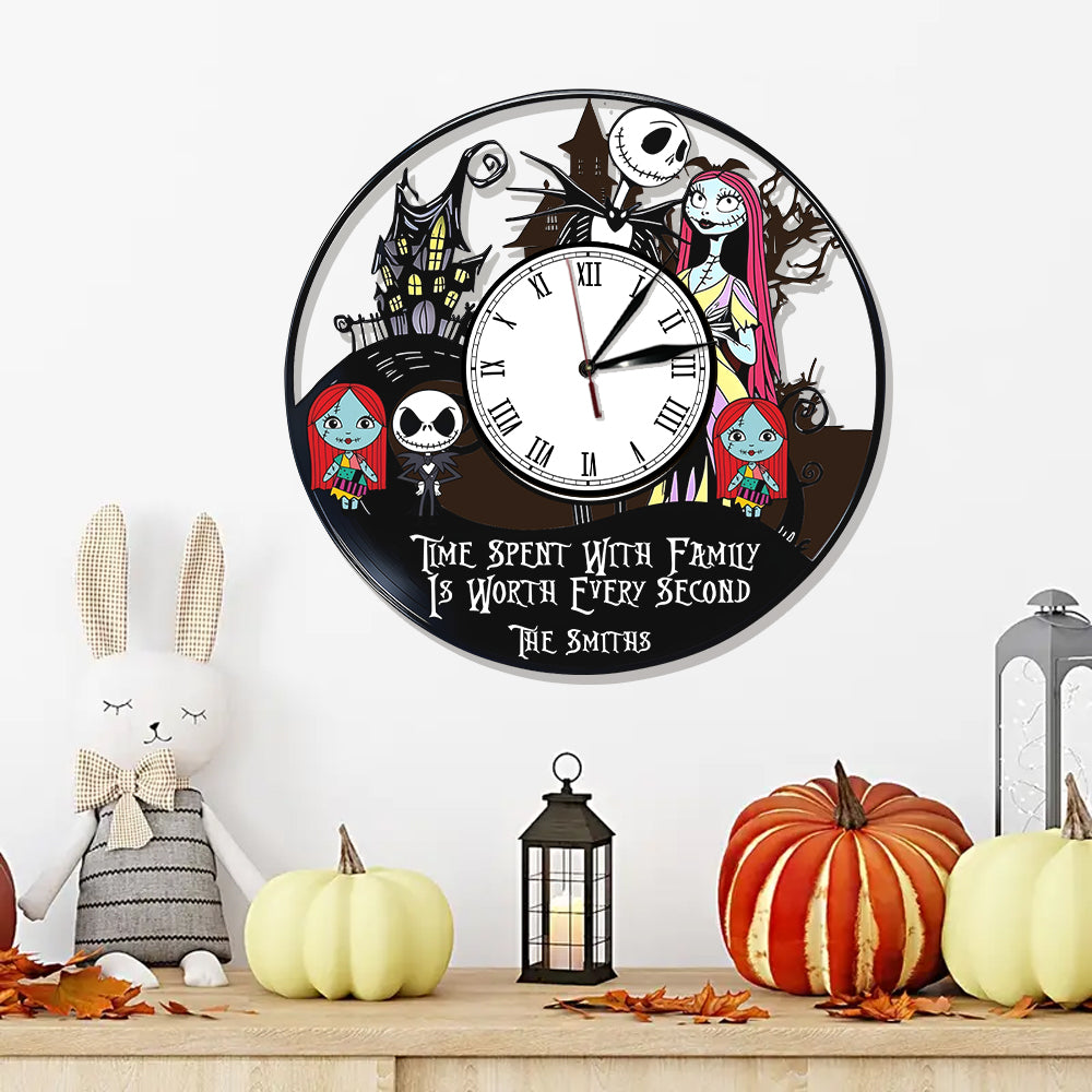 Time Spent With Family Is Worth - Personalized Nightmare LED Light Wall Clock