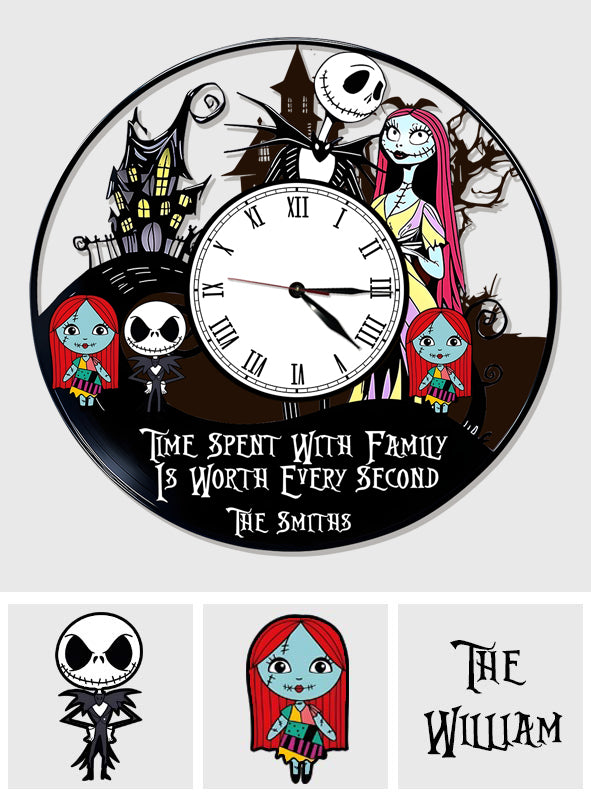 Time Spent With Family Is Worth - Personalized Nightmare LED Light Wall Clock
