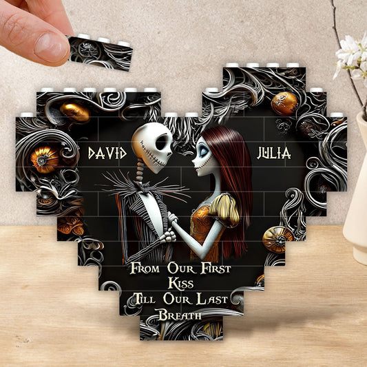 From Our First Kiss - Personalized Nightmare Heart Building Brick Blocks Printed On Both Sides