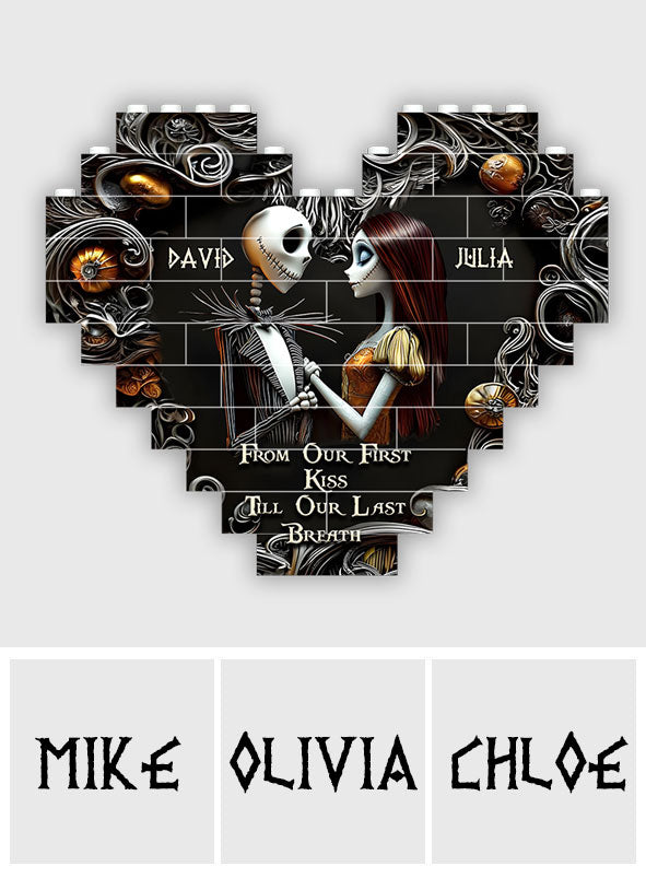 From Our First Kiss - Personalized Nightmare Heart Building Brick Blocks Printed On Both Sides