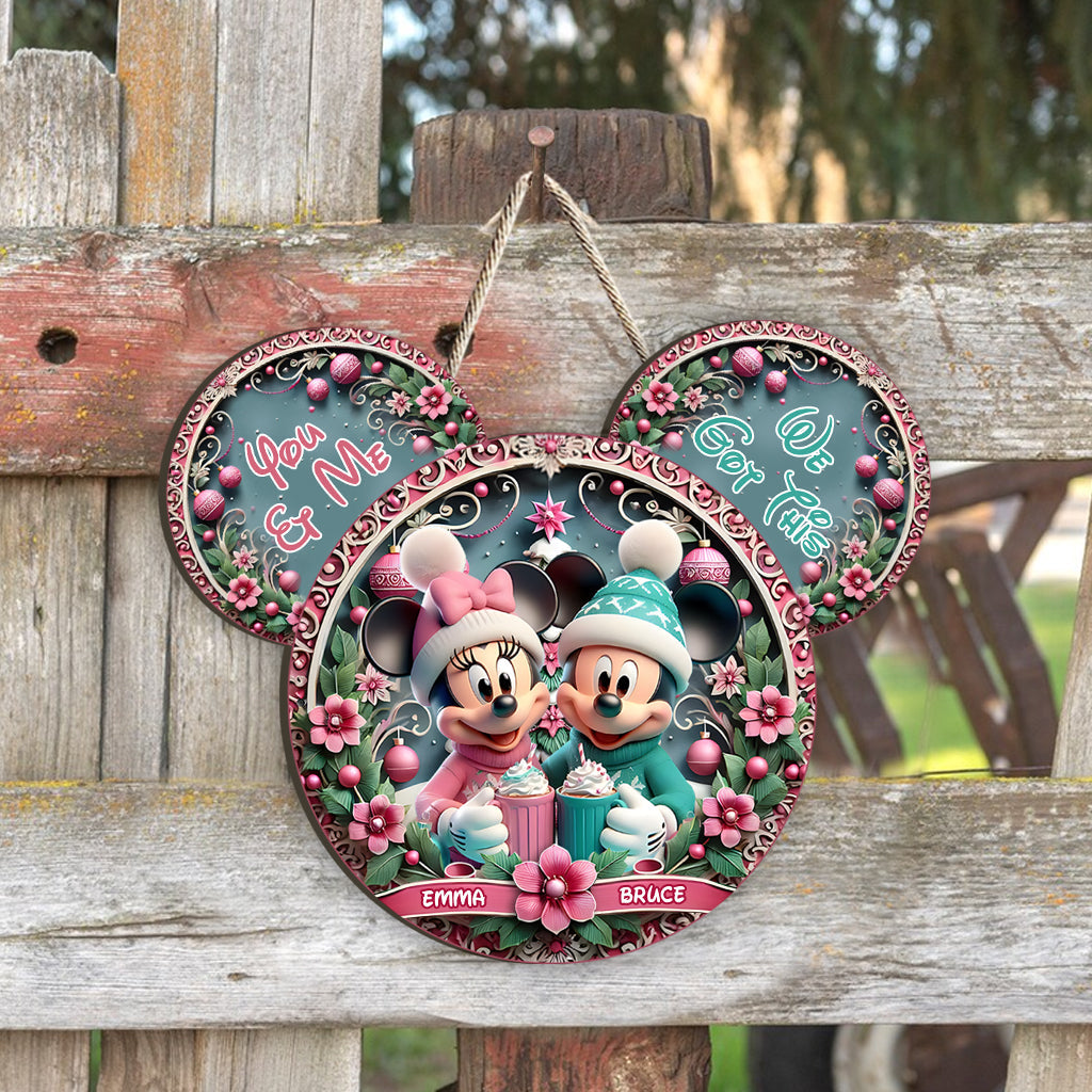 Cute Mouse Couple - Personalized Mouse Custom Shaped Wood Sign