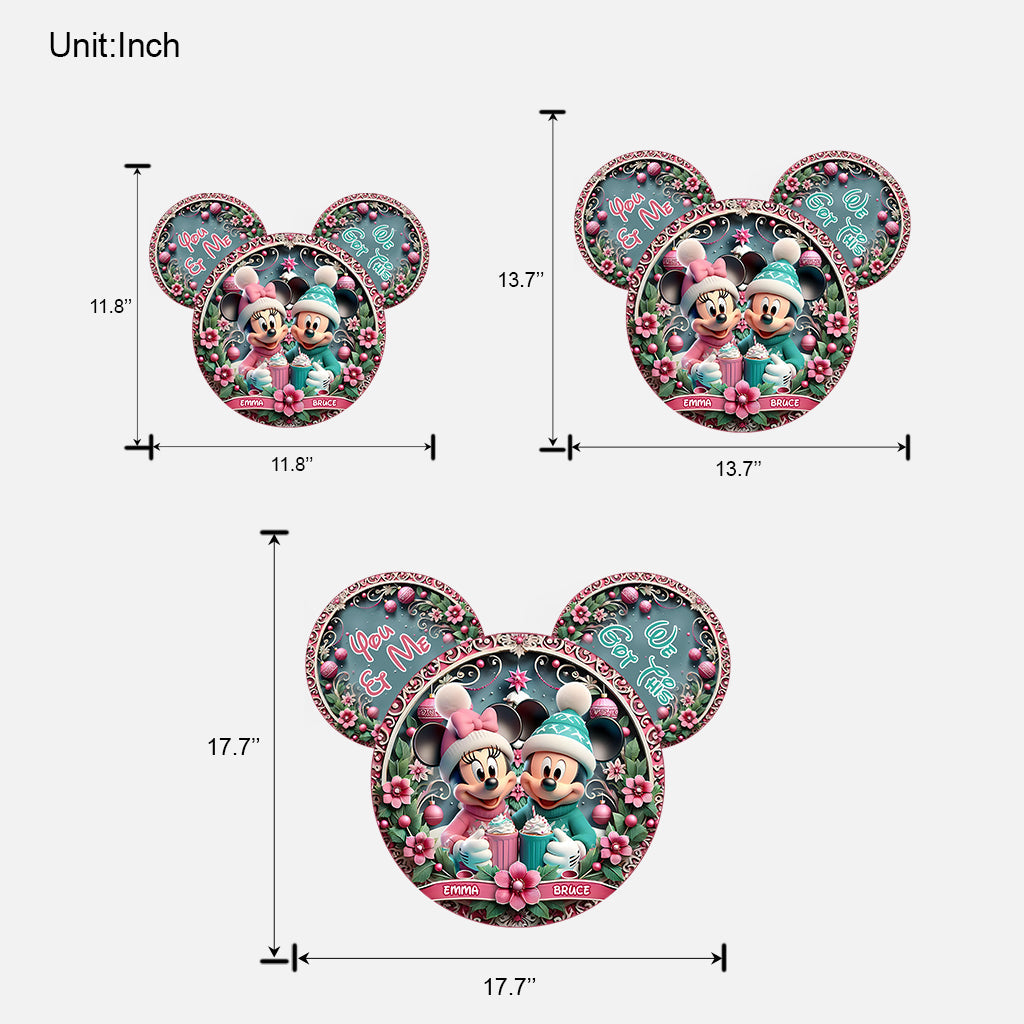 Cute Mouse Couple - Personalized Mouse Custom Shaped Wood Sign