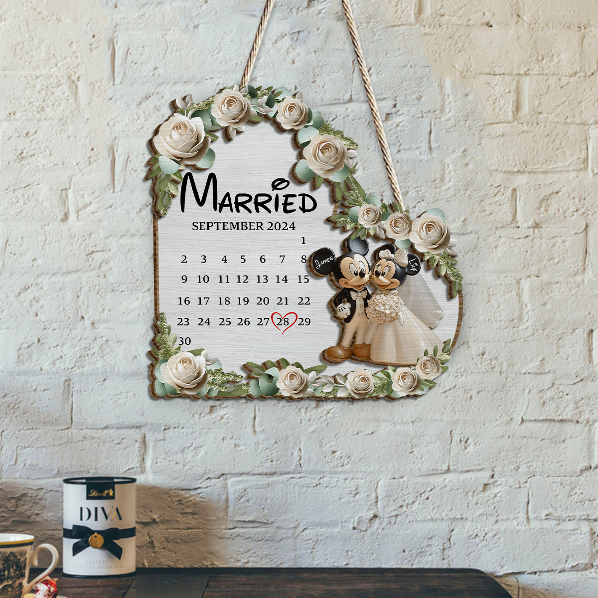Cute Mouse Married Couple - Personalized Mouse 2 Layered Wood Sign / Wood Plaque