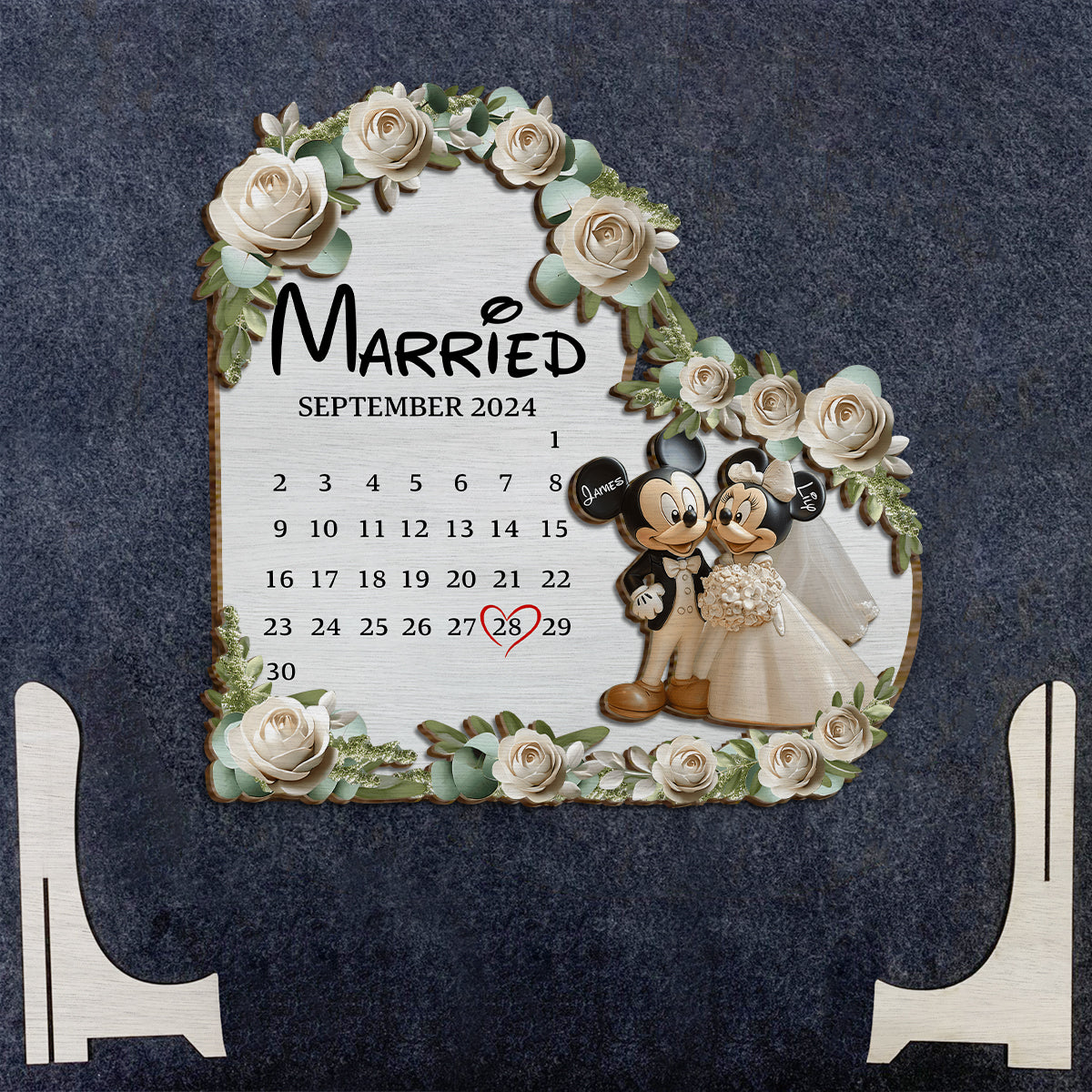 Cute Mouse Married Couple - Personalized Mouse 2 Layered Wood Sign / Wood Plaque