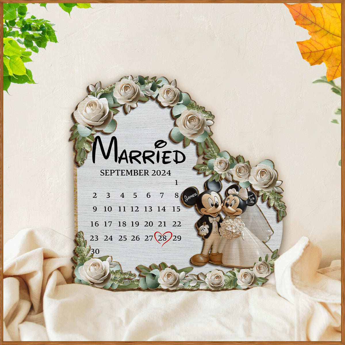 Cute Mouse Married Couple - Personalized Mouse 2 Layered Wood Sign / Wood Plaque