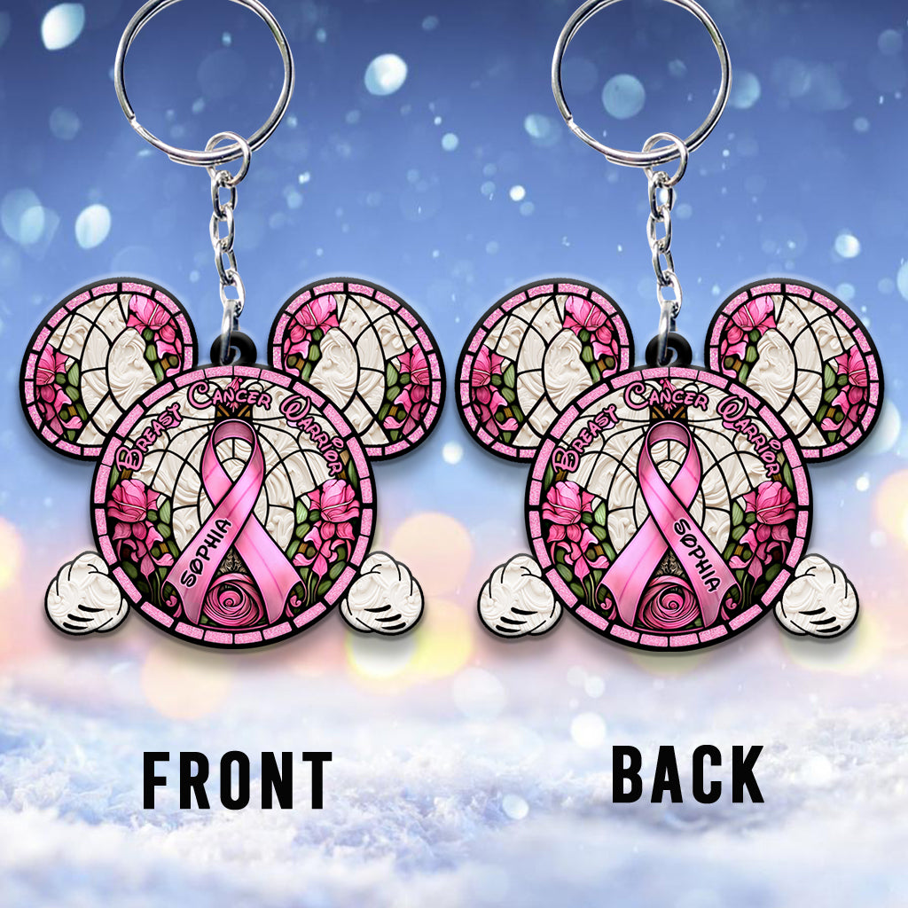 Breast Cancer Warrior - Personalized Mouse Keychain