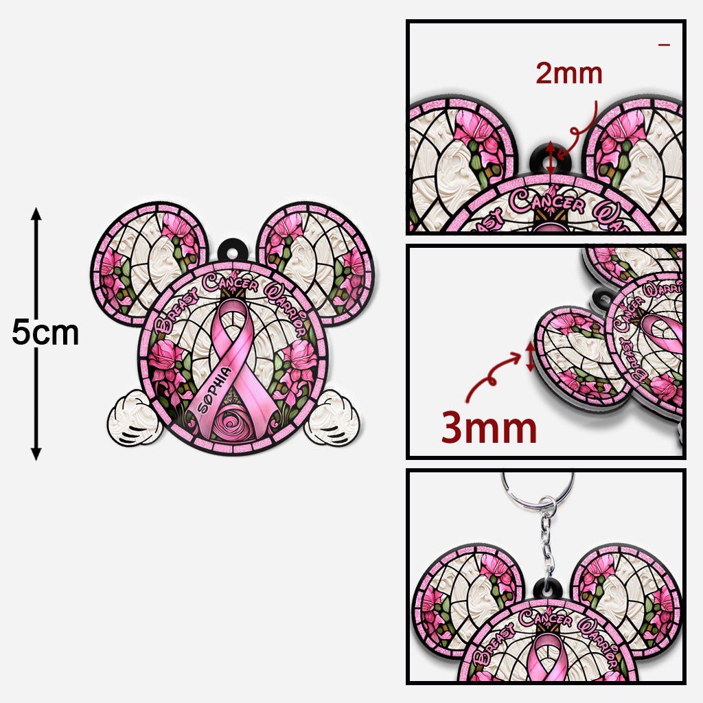 Breast Cancer Warrior - Personalized Mouse Keychain