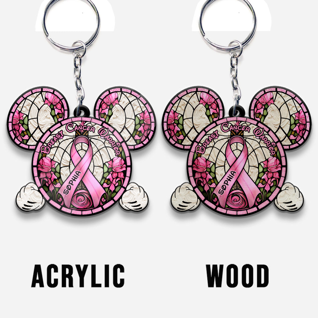 Breast Cancer Warrior - Personalized Mouse Keychain