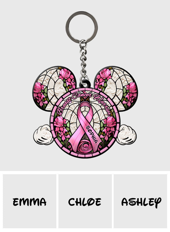Breast Cancer Warrior - Personalized Mouse Keychain