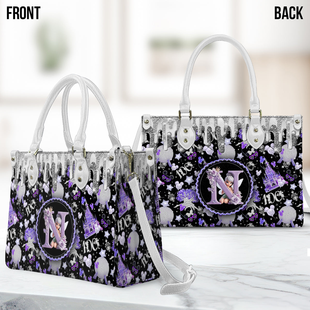Magic Purple - Personalized Mouse Leather Handbag