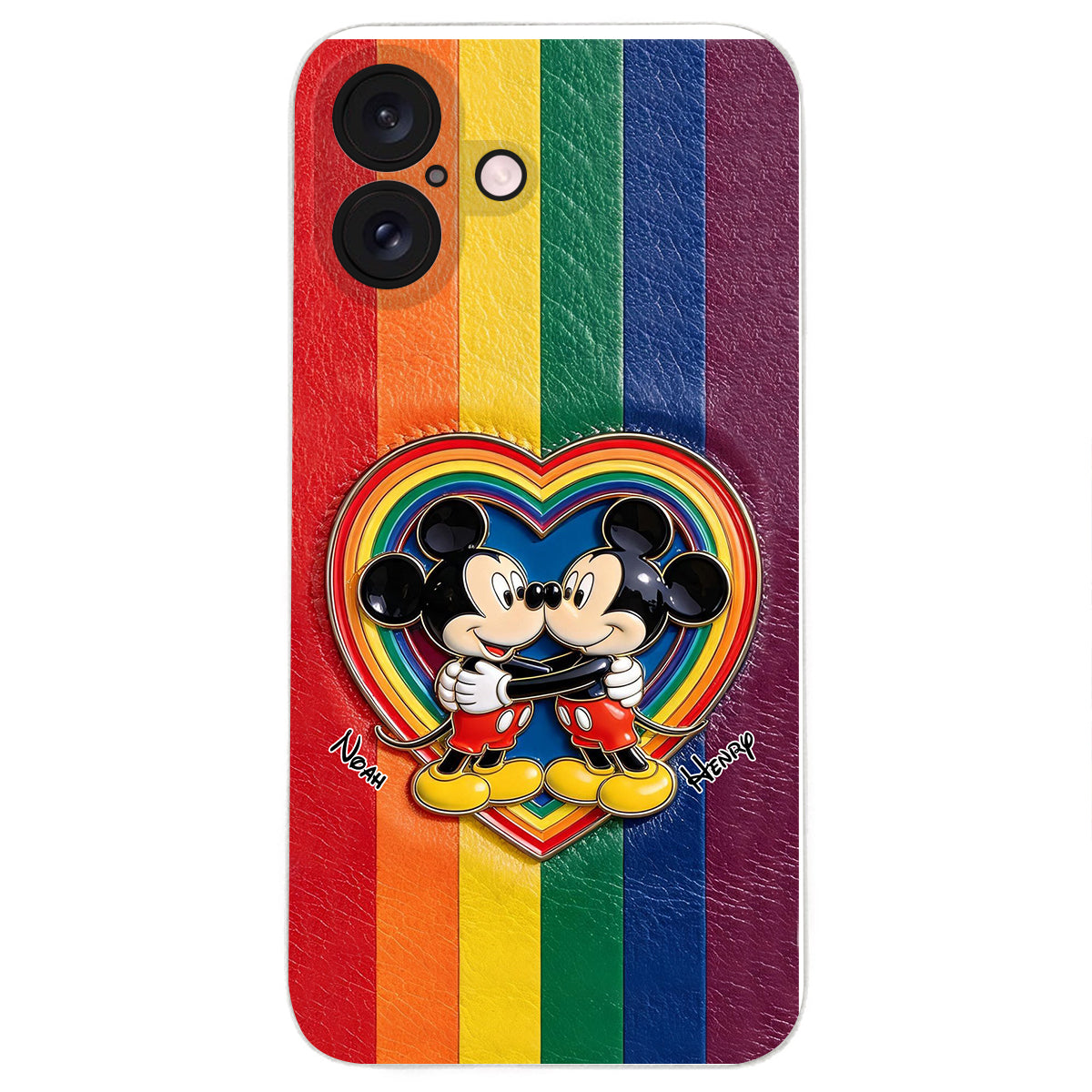 LGBT Cartoon Mouse, Pride Month - Personalized LGBT Support 3D Embossed Leather Phone Case