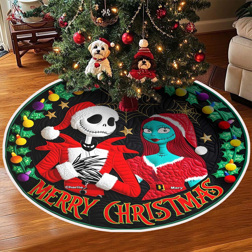 Nightmare Christmas Couple - Personalized Nightmare Tree Skirt