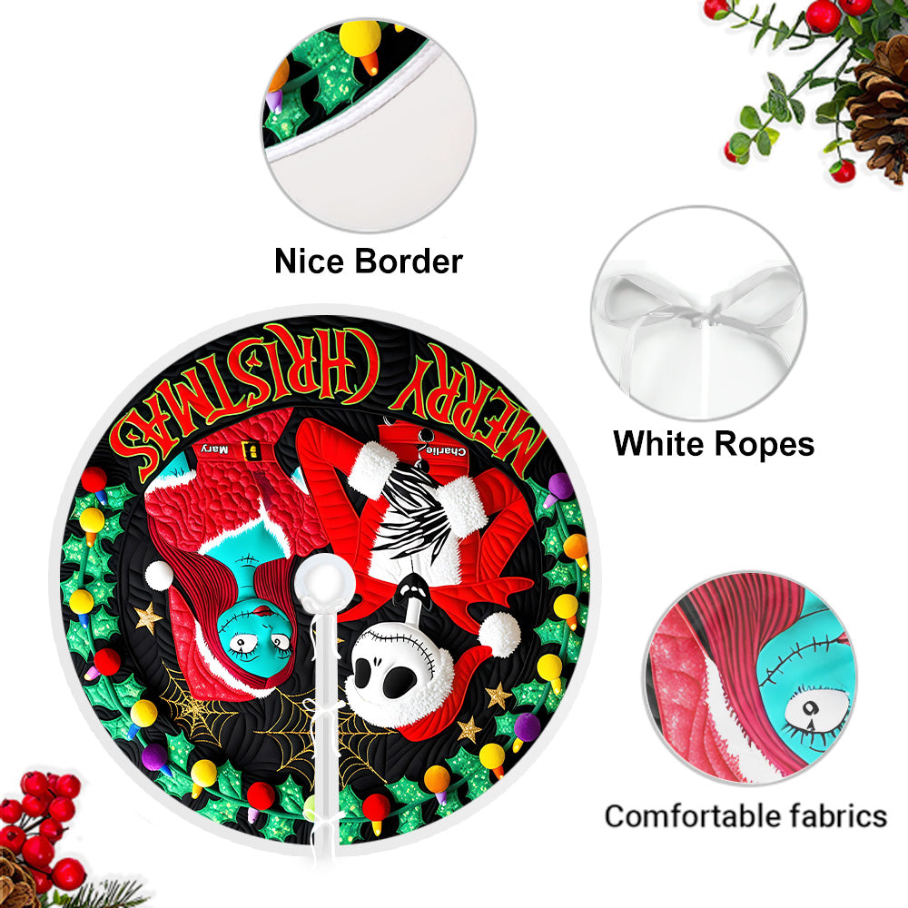 Nightmare Christmas Couple - Personalized Nightmare Tree Skirt