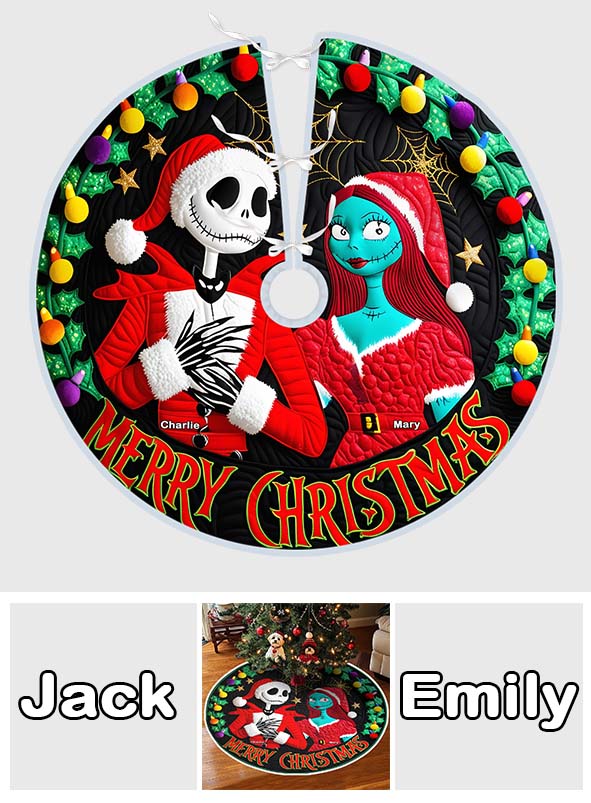 Nightmare Christmas Couple - Personalized Nightmare Tree Skirt