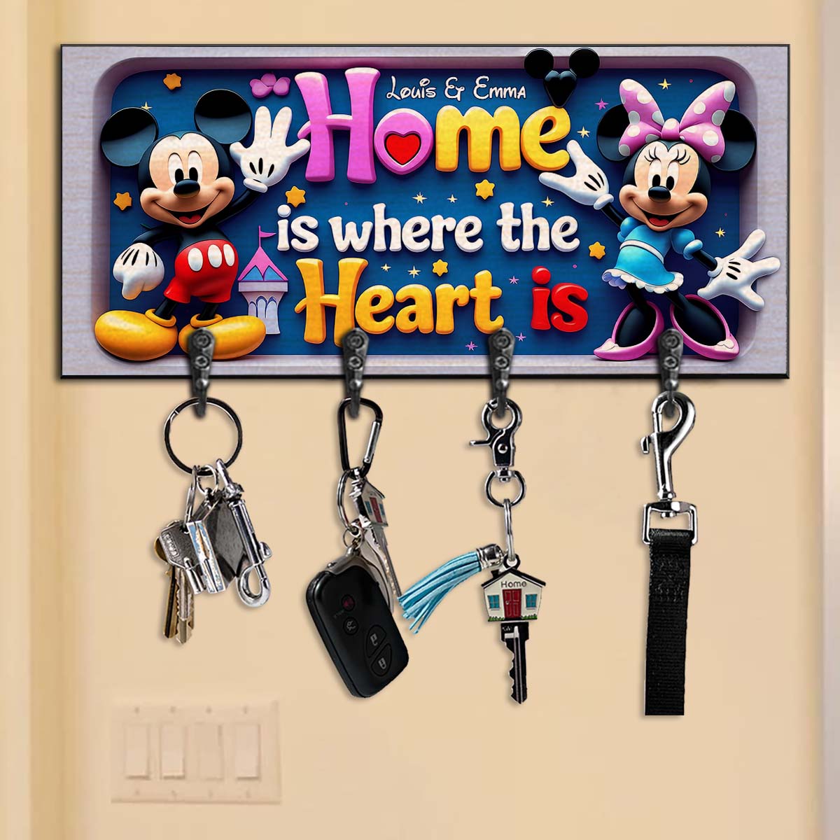 Home Is Where The Heart Is - Personalized Family Key Rack