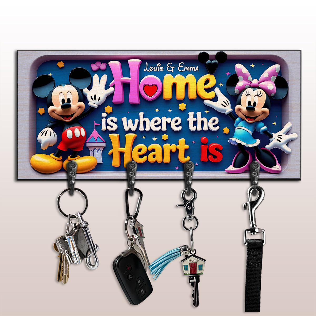 Home Is Where The Heart Is - Personalized Family Key Rack