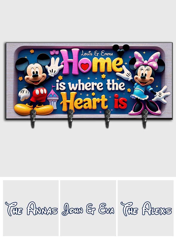 Home Is Where The Heart Is - Personalized Family Key Rack