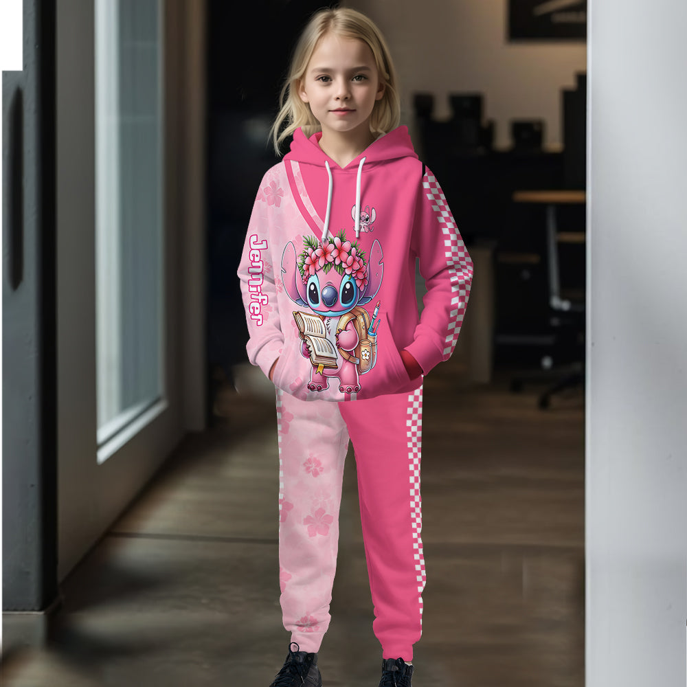 Cute Baby Blue Ohana - Personalized Ohana Kid Hoodie & Kid Jogger Sweatpants