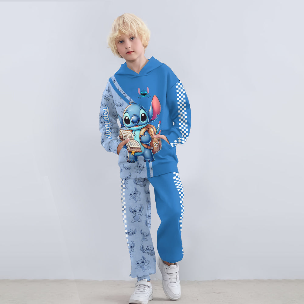 Cute Baby Blue Ohana - Personalized Ohana Kid Hoodie & Kid Jogger Sweatpants