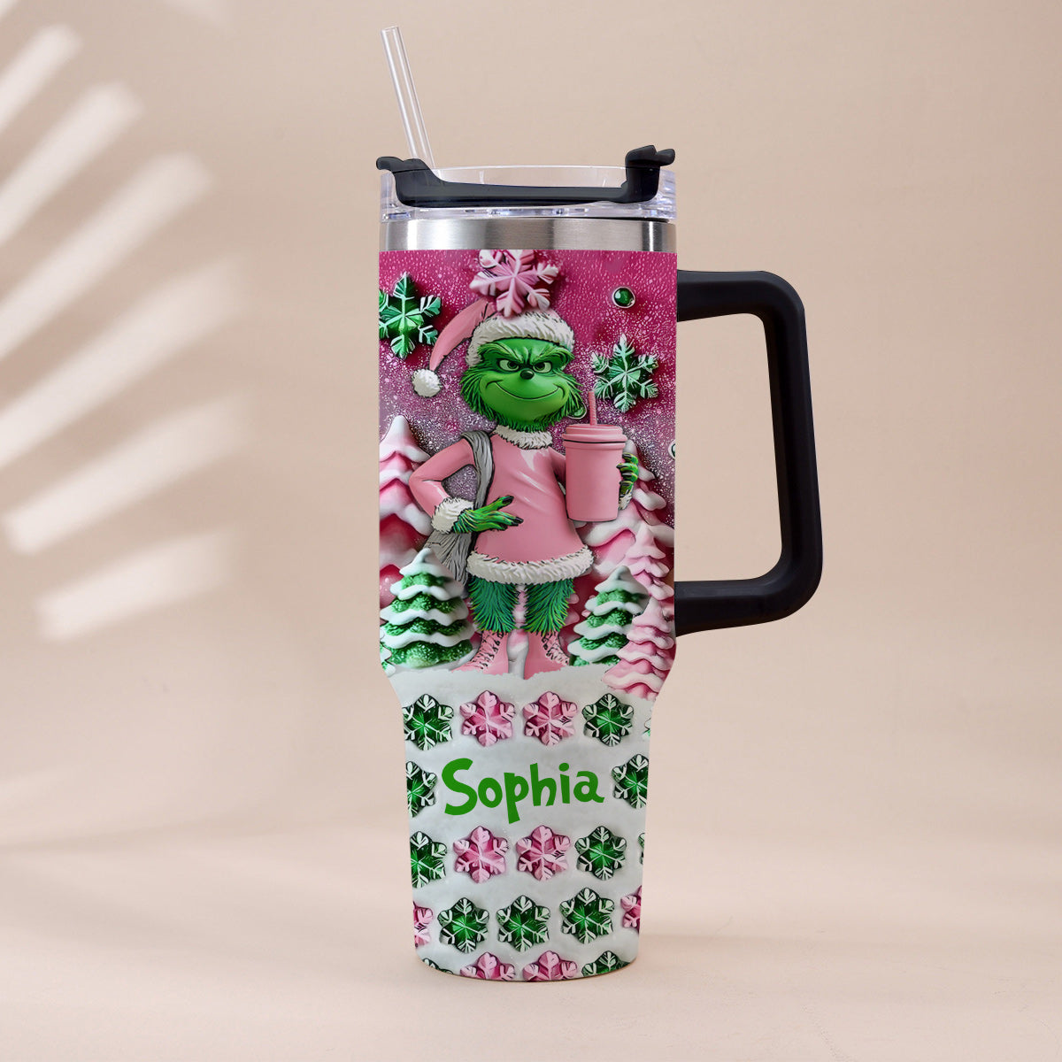 Merry Chrinchmas - Personalized Stole Christmas Tumbler With Handle