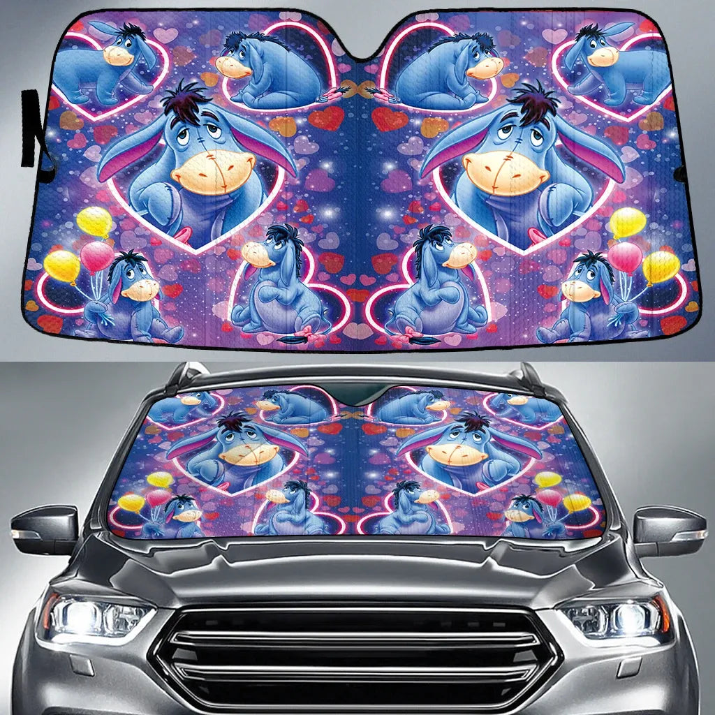 Colorful Heart Mouse Car Sunshade 0823