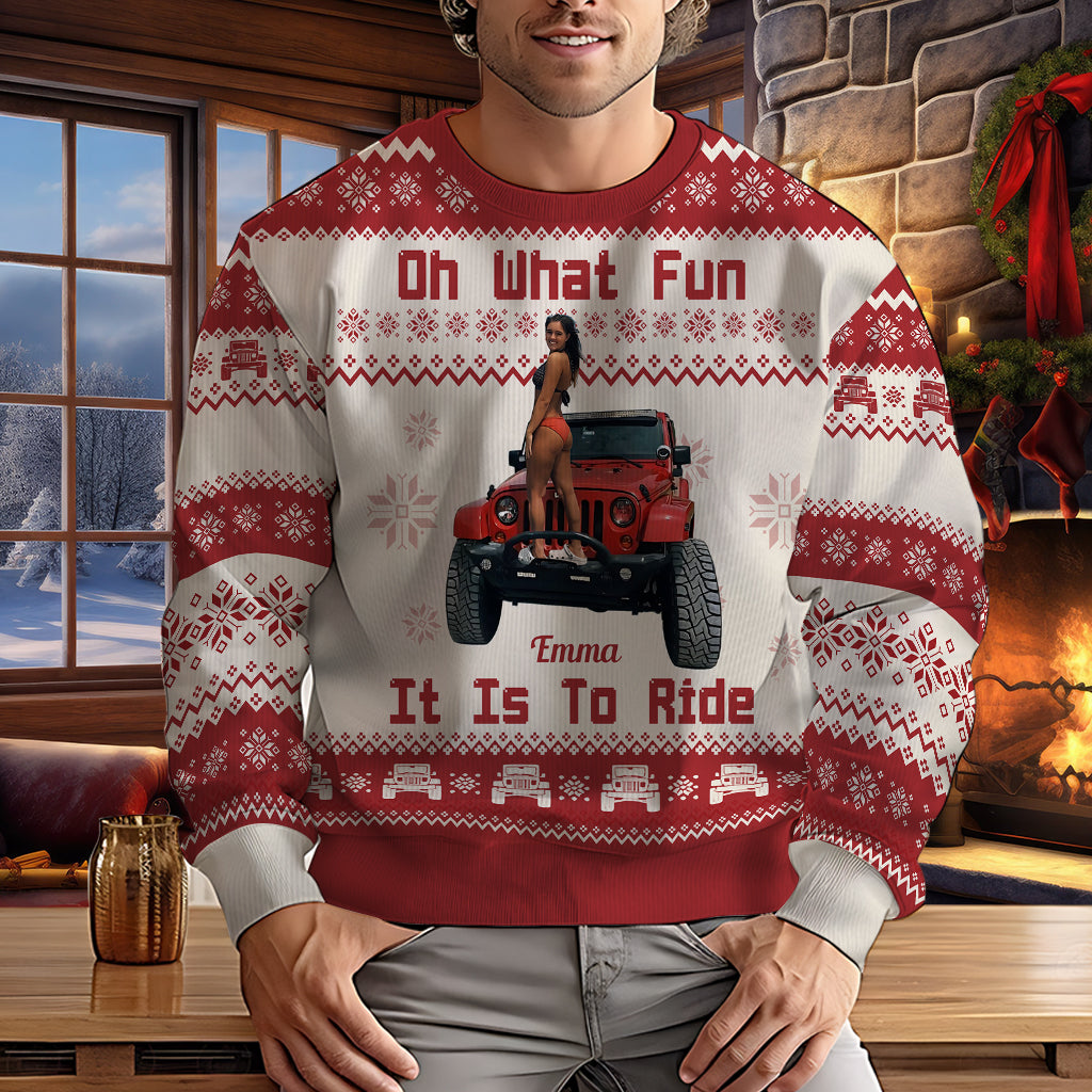 Oh What Fun It Is To Ride - Personalized Car Ugly Sweater