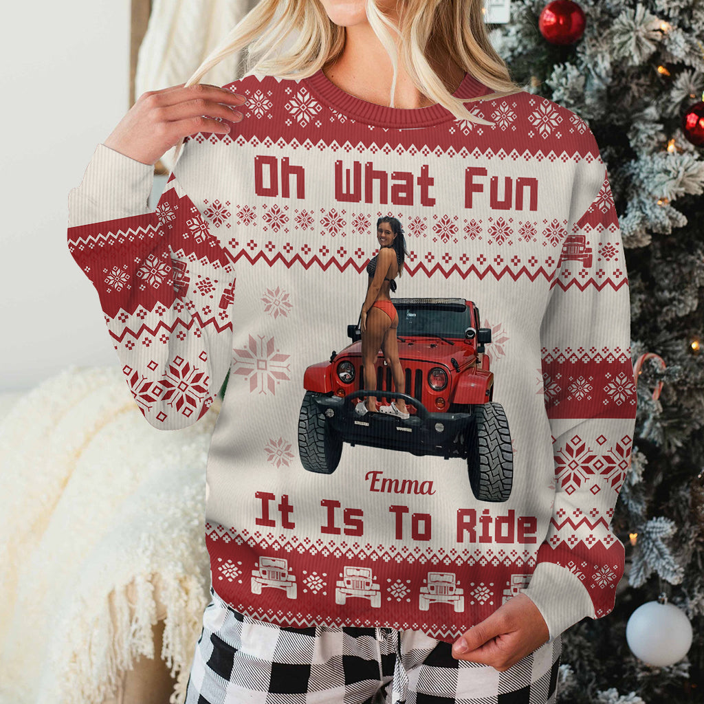 Oh What Fun It Is To Ride - Personalized Car Ugly Sweater