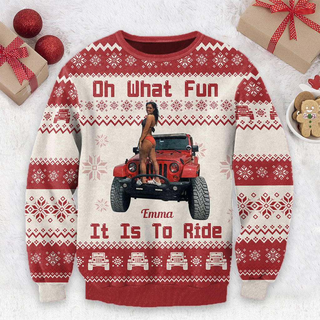 Oh What Fun It Is To Ride - Personalized Car Ugly Sweater