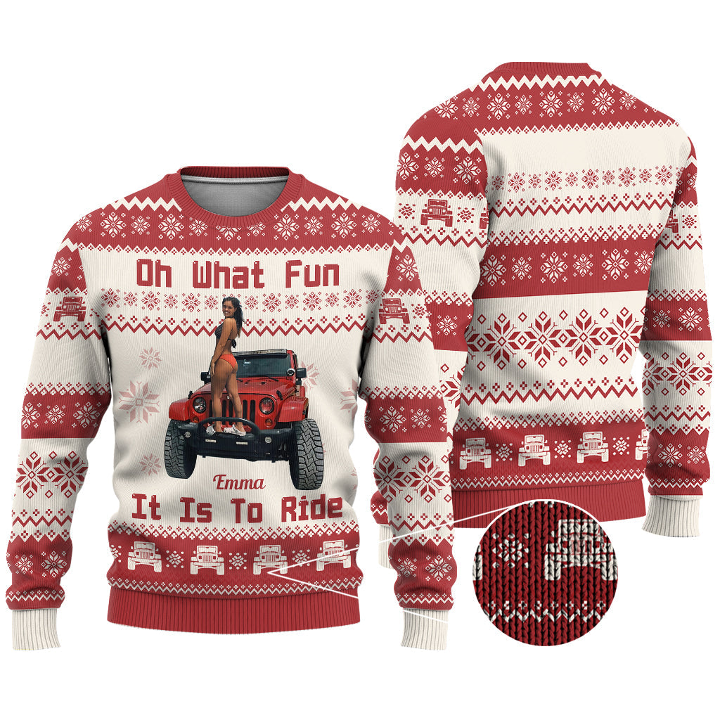 Oh What Fun It Is To Ride - Personalized Car Ugly Sweater