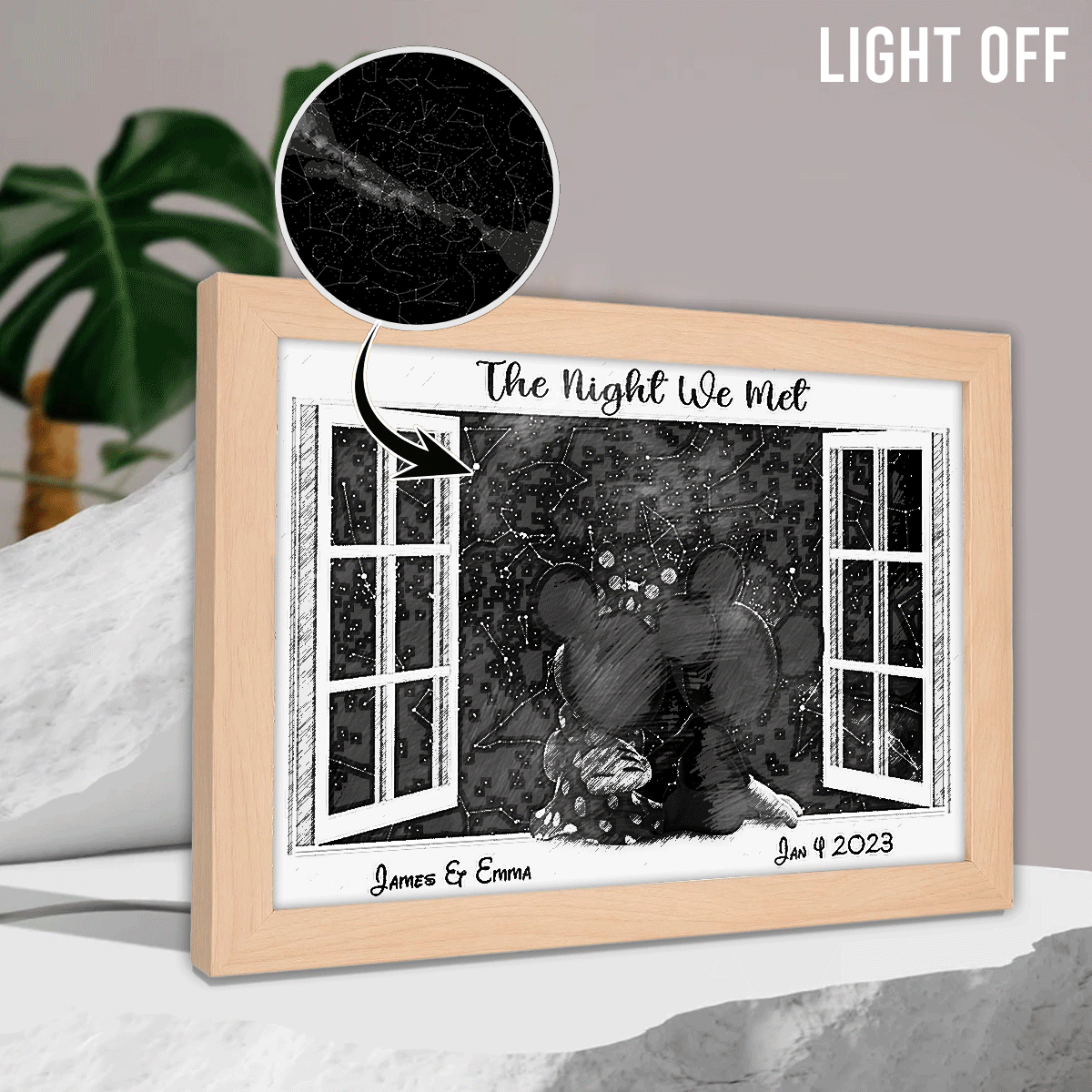 The Night We Met Mouse Ears Couple Night Star Map - Personalized Mouse Light Photo Frame