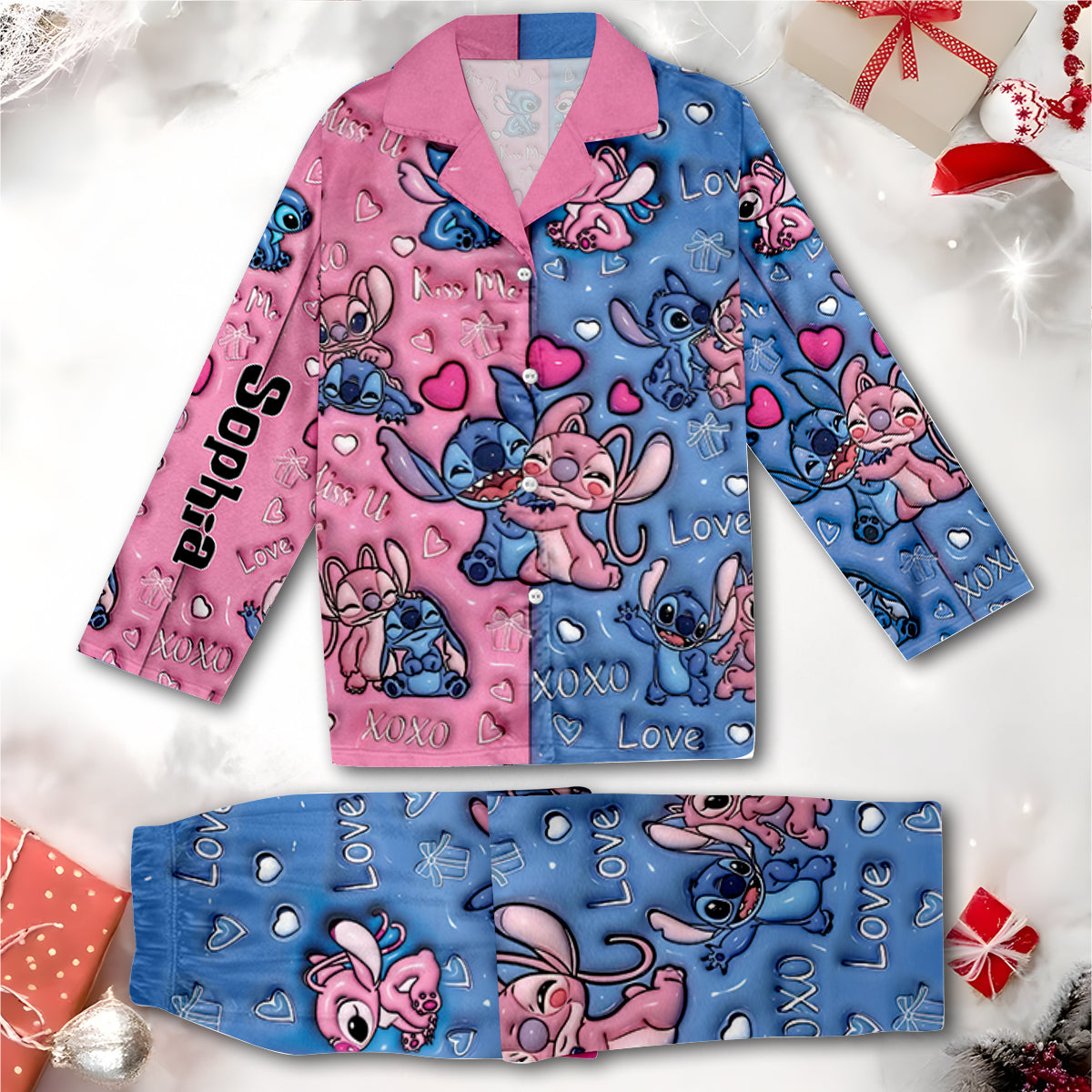 Love Ohana - Personalized Ohana Button Down Pajamas