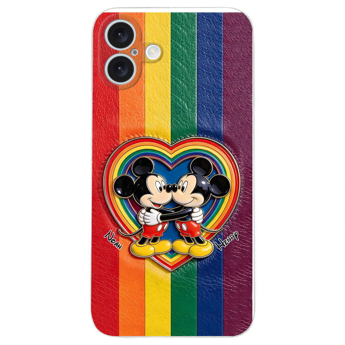 LGBT Cartoon Mouse, Pride Month - Personalized LGBT Support 3D Embossed Leather Phone Case