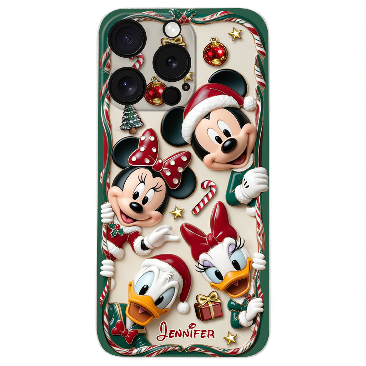 Magical Friends - Personalized Mouse 3D Embossed Leather Phone Case