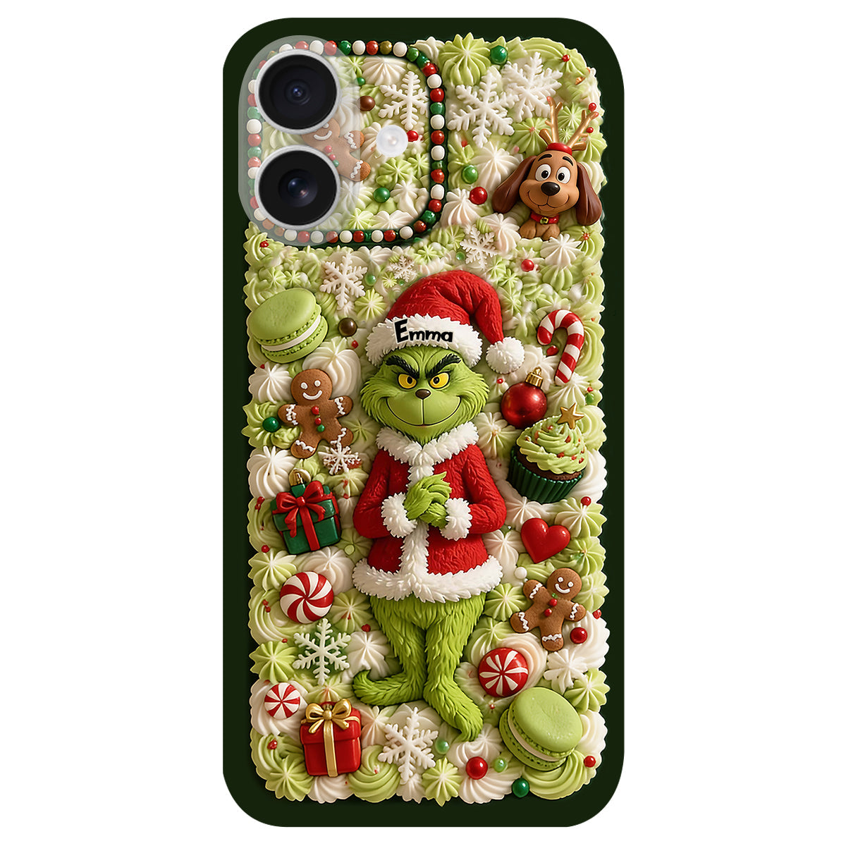 Christmas Green Character - Personalized Stole Christmas 3D Embossed Leather Phone Case