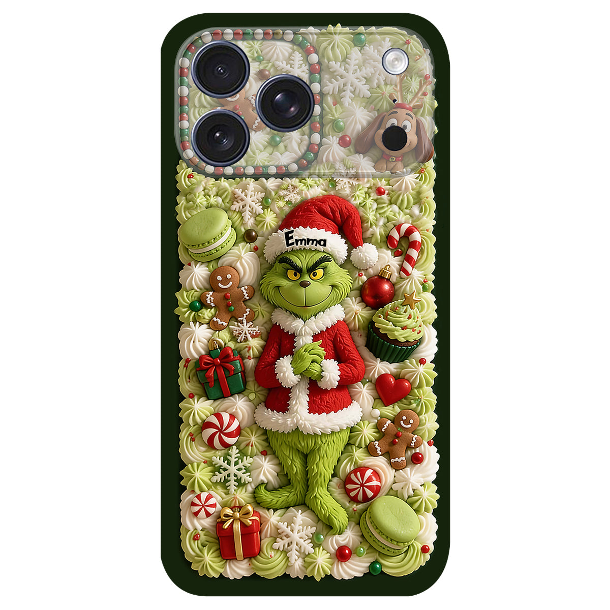Christmas Green Character - Personalized Stole Christmas 3D Embossed Leather Phone Case