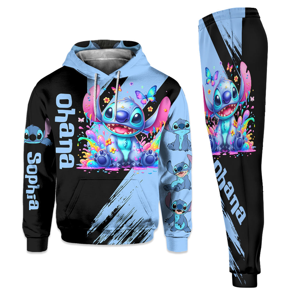 Ohana Colorful Butterfly - Personalized Ohana Hoodie and Sweatpants