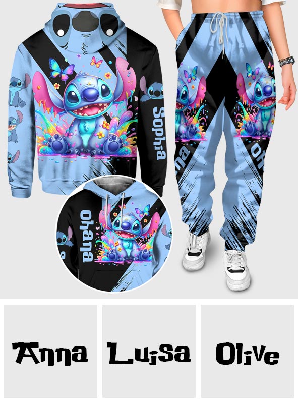 Ohana Colorful Butterfly - Personalized Ohana Hoodie and Sweatpants